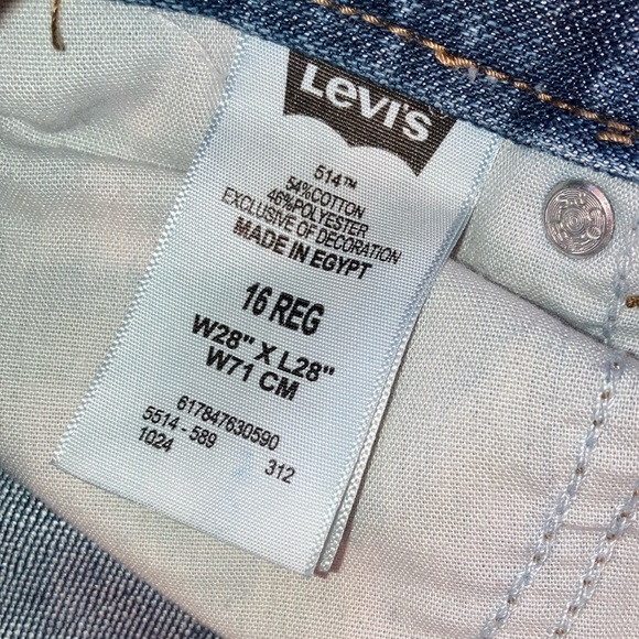 Levi's red tab W28L28.5 514 zip fly distressed Blue Straight Denim Jeans - Picture 9 of 16